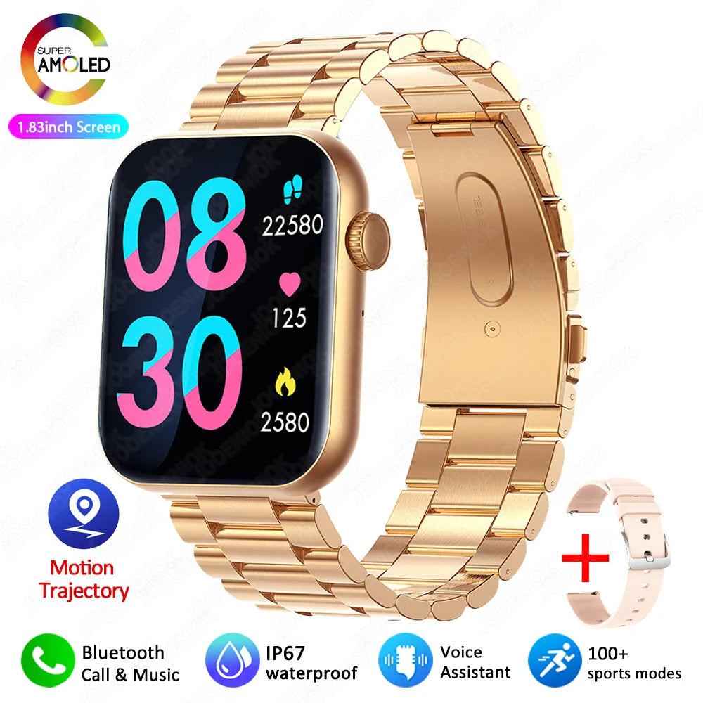 Smart Watch Full Touch Screen Bluetooth Call AI Voice Heart Rate Waterproof Watches Sports Bracelet Smartwatch Women