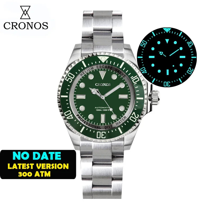 Cronos L6009M Diver Watch Waterproof NH35 Automatic Mechanical Sapphire Crystal Luminous 44mm Luxury Wristwatch