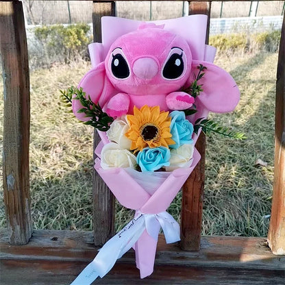 Lilo & Stitch Bouquet Major Holiday Gift PVC Rose Sunflower Anime Stuffed Doll Birthday Girl Valentine'S Christmas Day Girl Gift