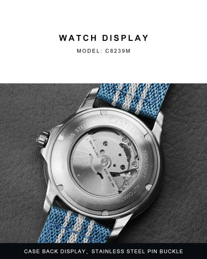 CADISEN Deep Explorer Automatic Mechanical Watch Man Canvas Strap Wristwatch MIYOTA  Luxury Luminous Waterproof Watches