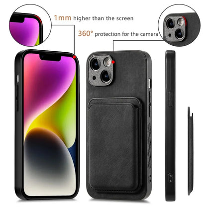 Vintage Leather Case with Detachable Magnetic Wallet Card Holder For iPhone 17 Air 16e 16 Pro Max 15 14 Plus 13 12 11