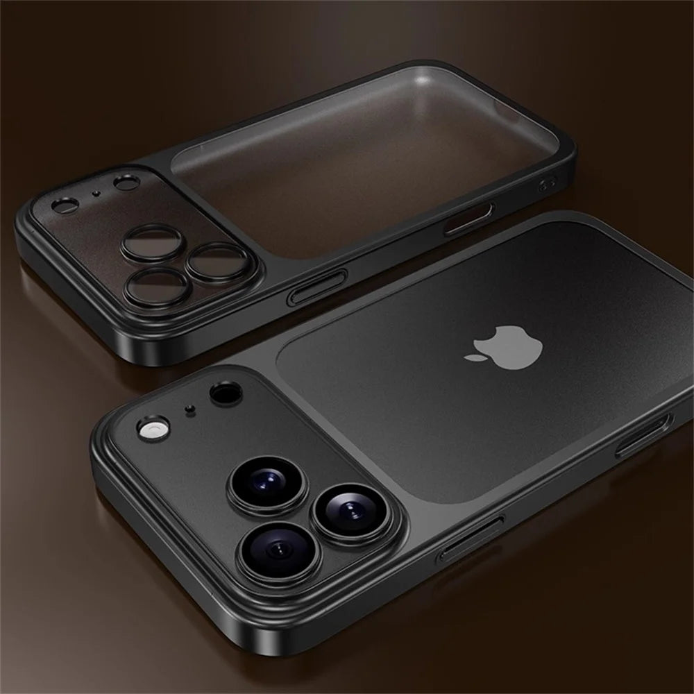 Luxury Original Matte Clear Frosted Phone Case For iPhone 17 16 15 14 13 12 11 Pro Max Air Lens Protection Shockproof Back Cover