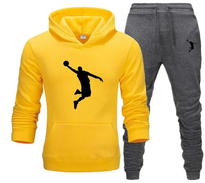 A new 2-piece set for men's casual sports hooded pullovers and sweatpants for outdoor jogging in Europe and America in 2025