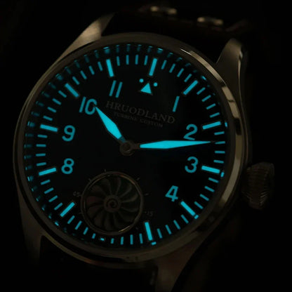 Hruodland F016 Pilot Watch Seagull Movement Mechanical BGW-9 Luminous Sapphire Crystal F016 Turbine 43mm Men Retro Pilot Watch