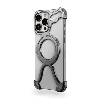 Irregular Geometric Phone Case For Iphone 17 16 15 14 13 Case Hollowed Out Electroplated Four Corners Silicone Shockproof Case