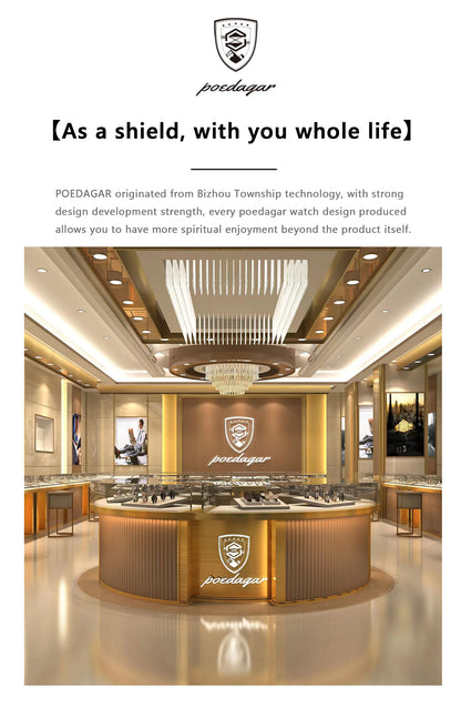 POEDAGAR Business Luxury Men's Watches Waterproof Stainless Steel Luminous Man Wristwatch Date Week Sport Men Quartz Watch Reloj