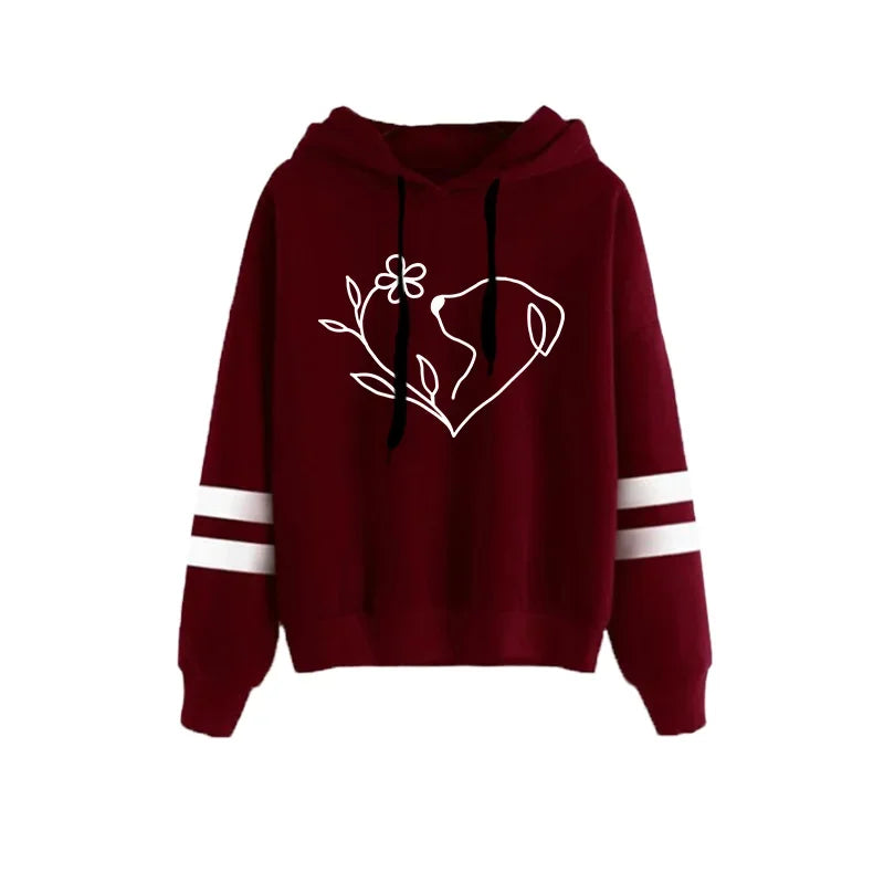 2025 Hot Sale Women's Tracksuit Hooded Sweatshirts Black Sweatpants Urban Casual Fashion Sportswear Cute Pattern Print Hoodies