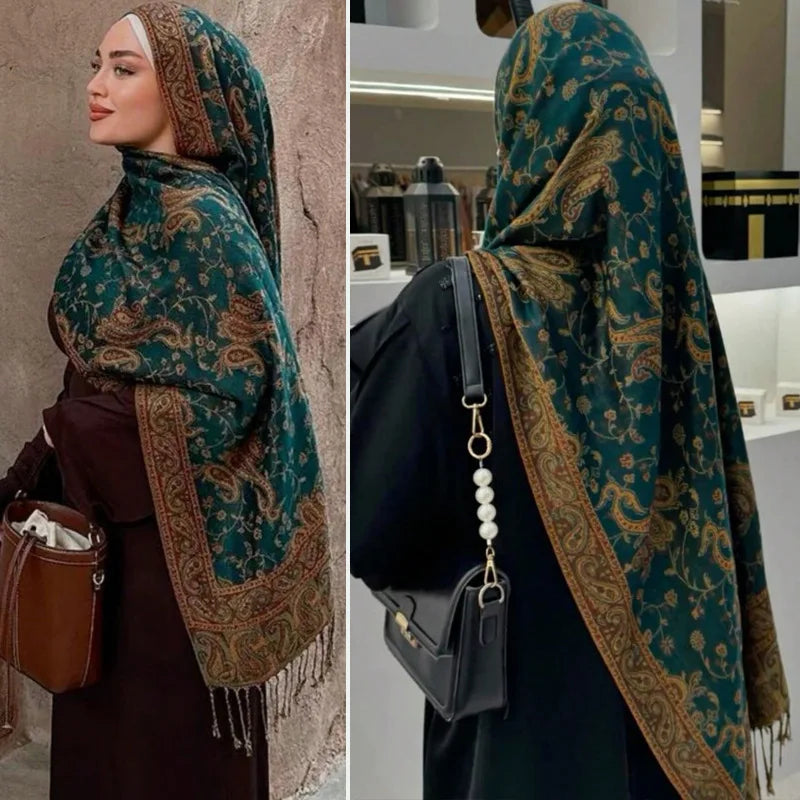 New Brand Autumn Pashmina Shawl Lady Wrap Headscarf Warm Winter Muslim Scarves Design Print Female Foulard Cotton Stoles Scarf