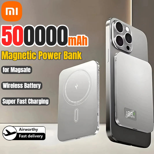 500000mAh Magnetic Power Bank Portable Wireless PD22.5W Fast Charging External Battery for Magsafe For iPhone Samsung