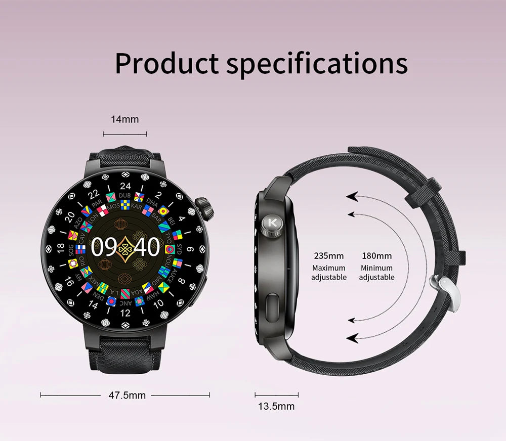 KUMI GT6 Pro 1.3" 360*360 AMOLED Smart watch 100+Sport Modes IP68 waterproof Bluetooth call Sleep Healthy Monitor for iOSAndroid