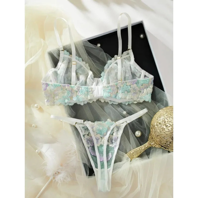 Lingerie Sexy Delicate Underwear Lace Embroidery Bilizna Set Fairy Intim Goods Onlyfans Kit Beautiful Brief Sets