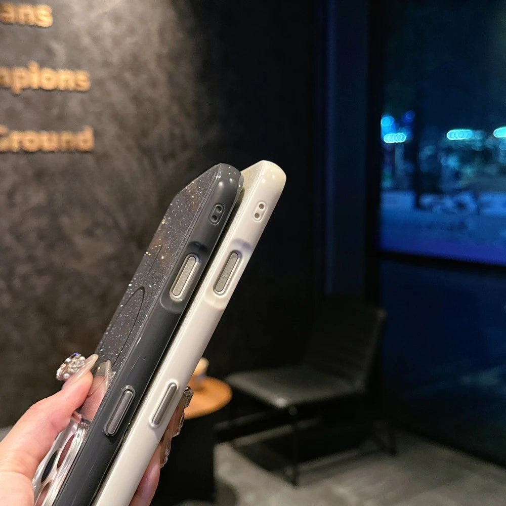 Luxury Glitter Bling Ultra Thin Phone Case For iPhone 17 16 15 14 Plus 17 Pro Max Magsafe Wireless Charge Shockproof Hard Cover