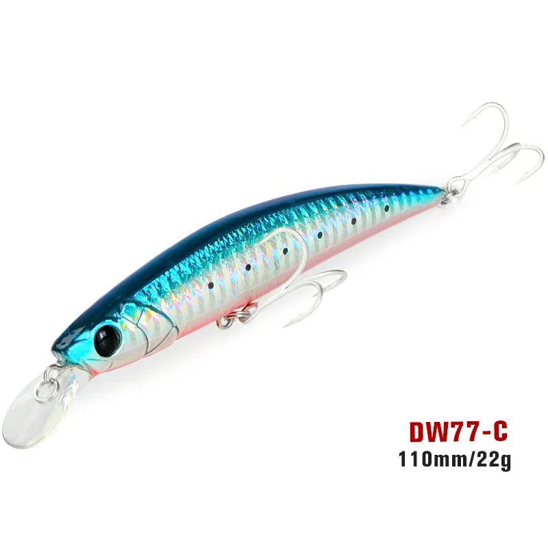Sinking Minnow 110S DW77 110mm 22g Long Casting Fishing Lure Large Trout Seabass Sea Fishing Hard bait