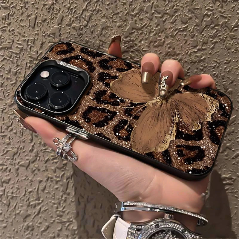 IPhone 17 Pro Max 16E 16 15 13 12 11 14 Case Brown Butterfly Leopard Printed Cover For iPhone 17 Air XS Max XR X XS 7 8 Plus