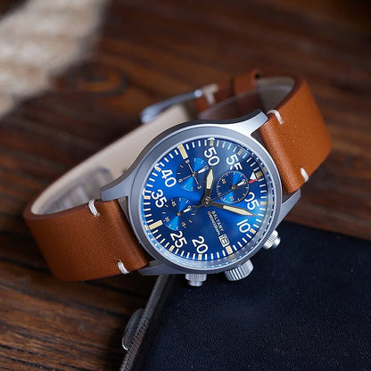 Baltany 39mm Military Chronograph Watch Man S5045 Sapphire Crystal 10ATM Stainless Steel VK67 Calendar Retro Quartz Wristwatches