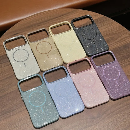 Luxury Glitter Bling Ultra Thin Phone Case For iPhone 17 16 15 14 Plus 17 Pro Max Magsafe Wireless Charge Shockproof Hard Cover