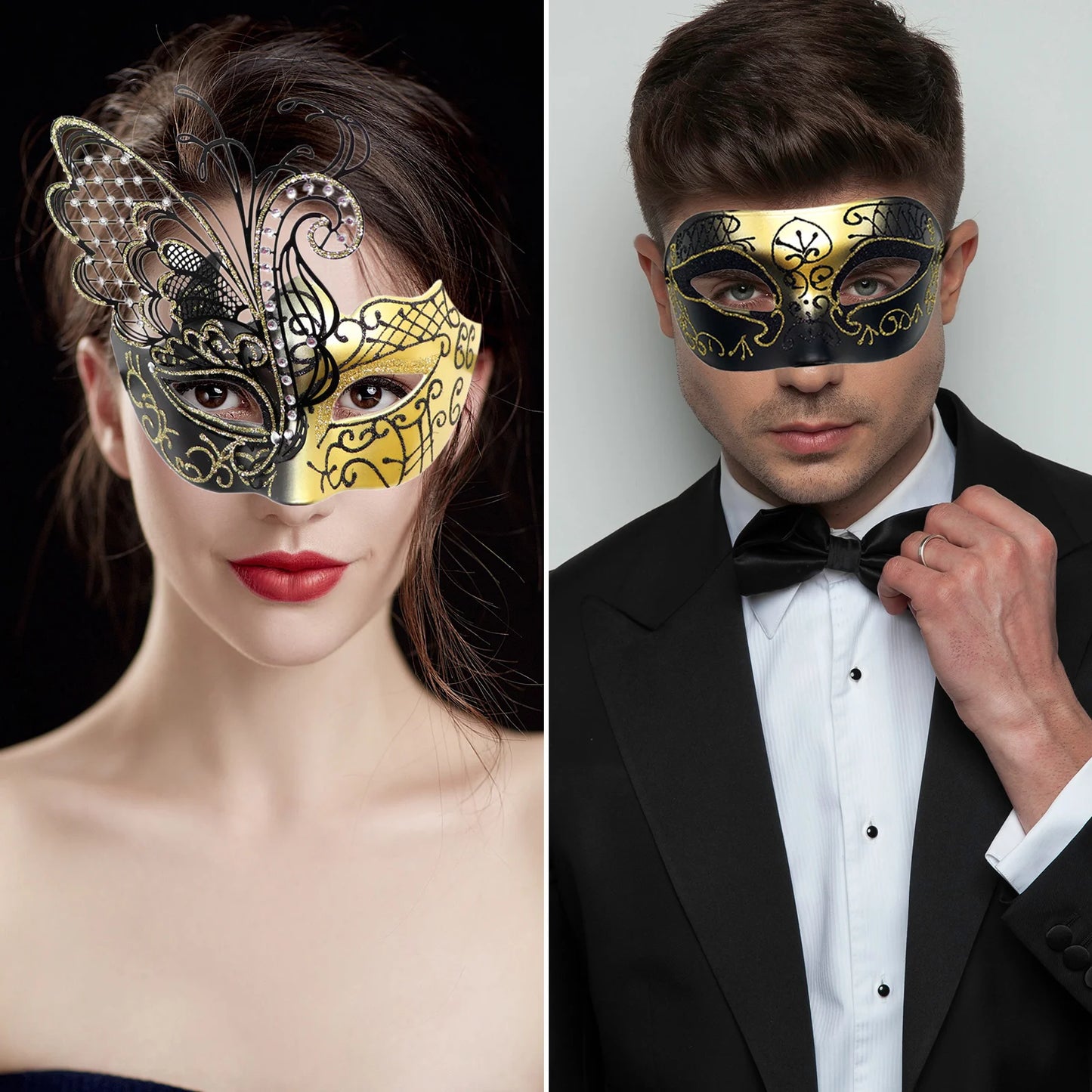 Masquerade Ball Mask Venetian Metal Mask Mystery Fashion Carnival Mask Halloween Party Costume Ball Mask