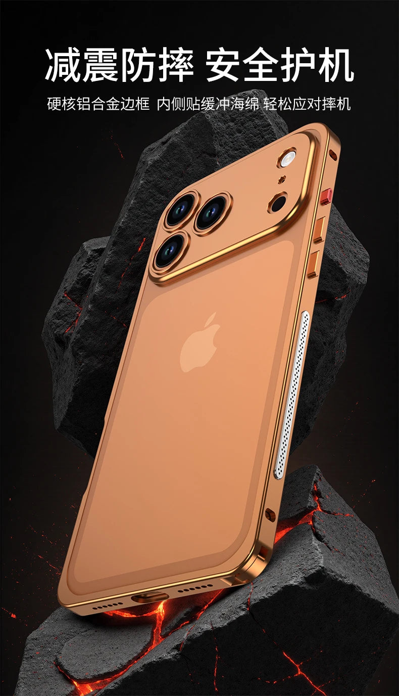 Metal Frame Bumper Phone Case For iPhone 17 16 15 14 13 Pro Max Plus 17Air Aluminum Alloy Lens Heat Dissipation Shockproof Cover