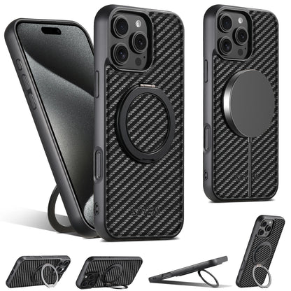 Compatible MagSafe Wireless Charging Strong Magnetic 360° Rotating Ring Stand PU Leather Phone Case For iPhone 17 16 15 14 13 12