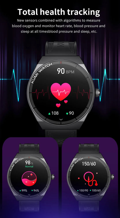 KUMI GT5 Max Smartwatch 1.39inch IPS Full Screen Men Women Bluetooth Call 100+ Sport Heart Rate Tracker IP68Waterproof