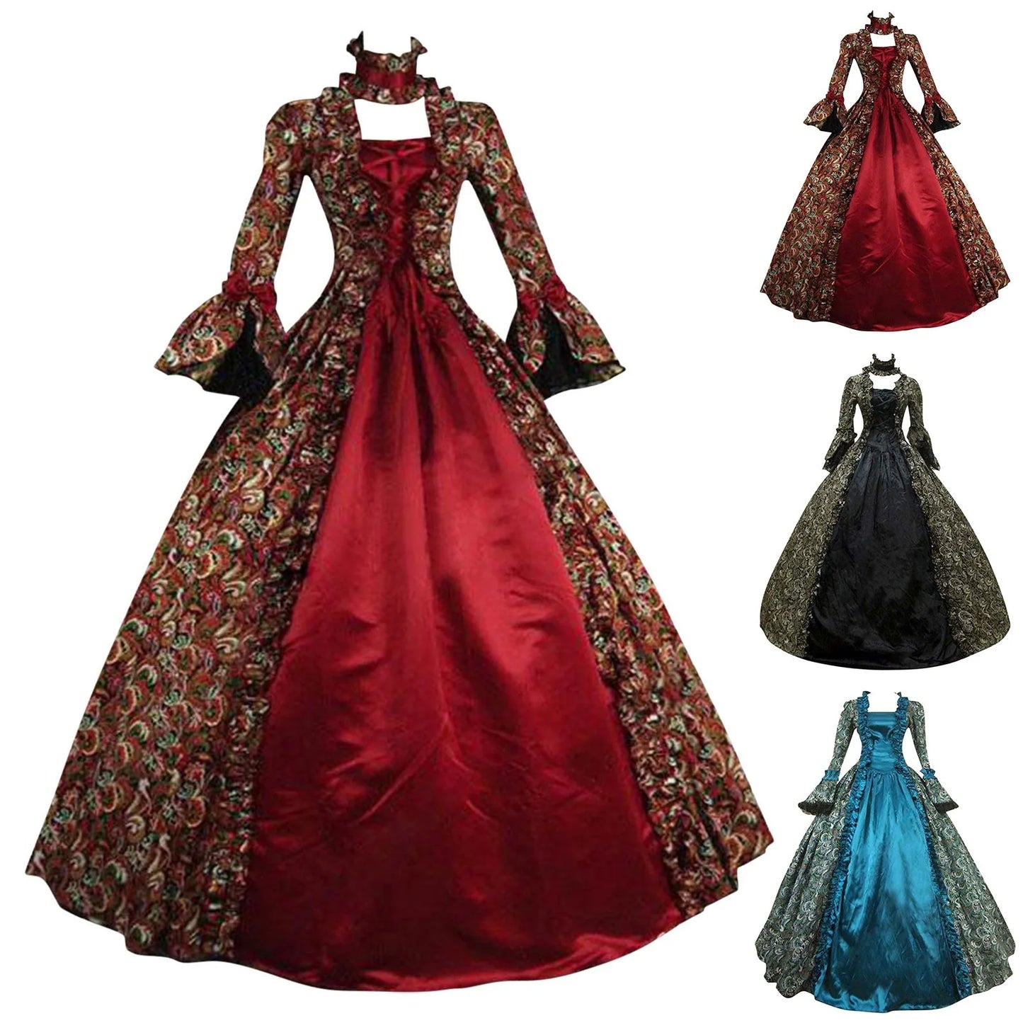 Renaissance 18th Century Baroque Rococo Dresses Victorian Masquerade Gowns Historical Theater Clothing Halloween Christmas