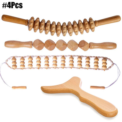 Body Wood Therapy Complete Kit Wooden Maderotherapy Kit for Reductive Massage Colombian Wood Therapy Tools for Body Contour Tool