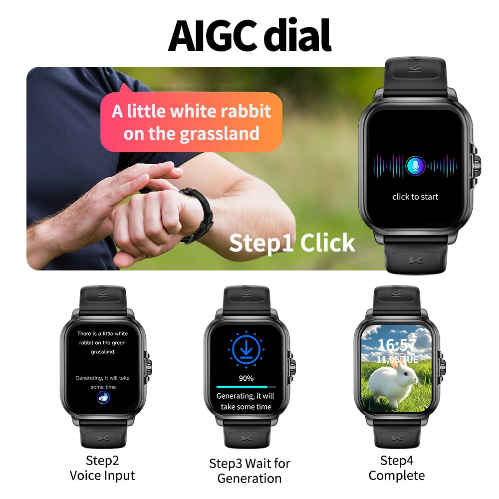 KUMI KU7 Meta 2.01″ High-definition Screen Smart Watch Bluetooth Call Heart Rate Measurement Oximetry Offline Intelligent Voice