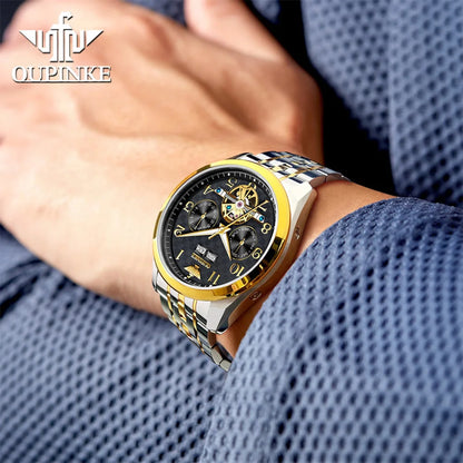 OUPINKE 3263 Automatic Mechanical Watch Multifunctional Dial Auto Date Waterproof Night light Watch Original Brand