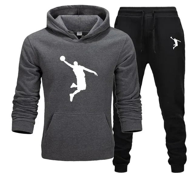 A new 2-piece set for men's casual sports hooded pullovers and sweatpants for outdoor jogging in Europe and America in 2025