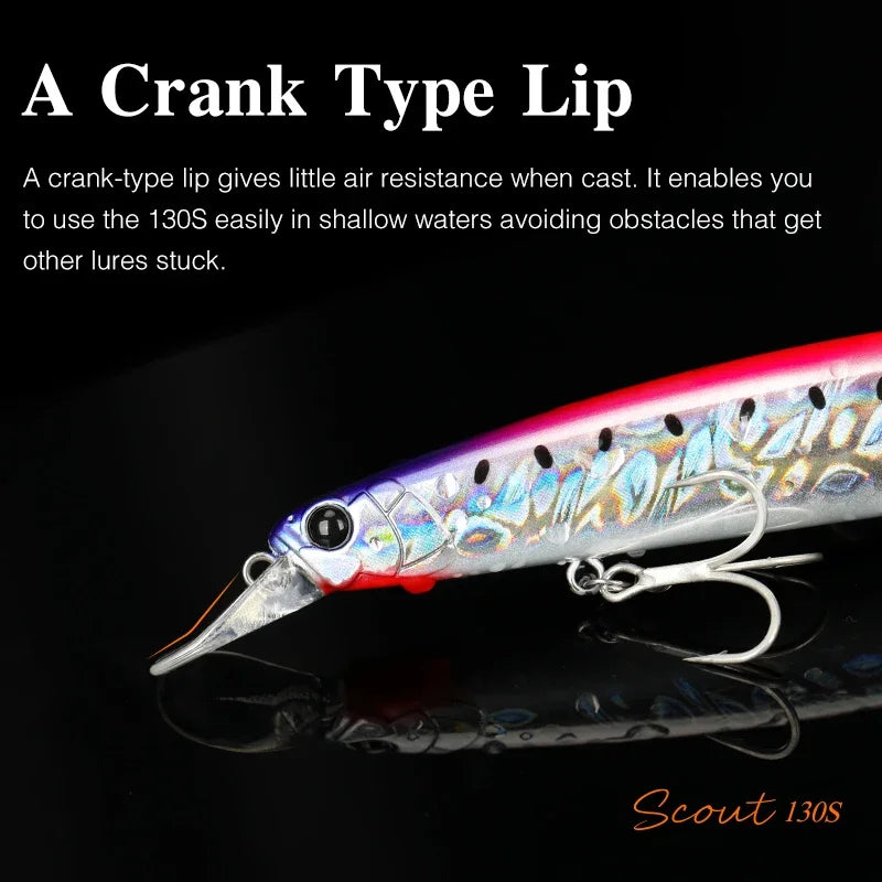 Sinking Minnow Fishing Lure SCOUT 130mm 24g Long Casting Seabass Flounder Artificial Large Sea Fishing Hard Baits