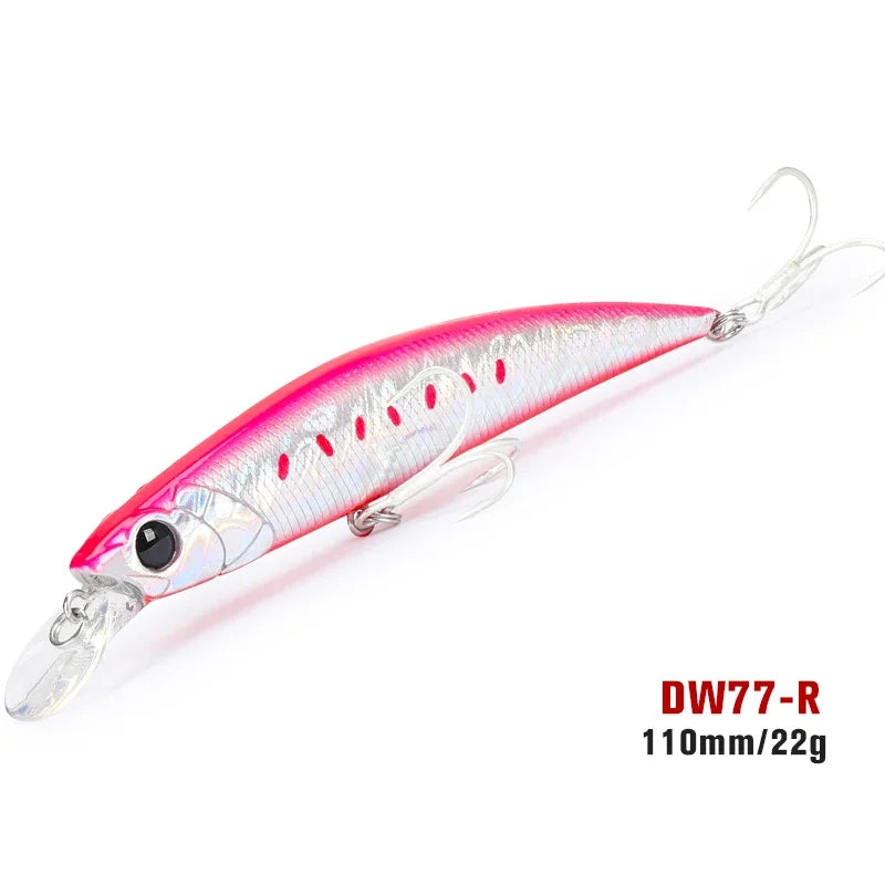 Sinking Minnow 110S DW77 110mm 22g Long Casting Fishing Lure Large Trout Seabass Sea Fishing Hard bait