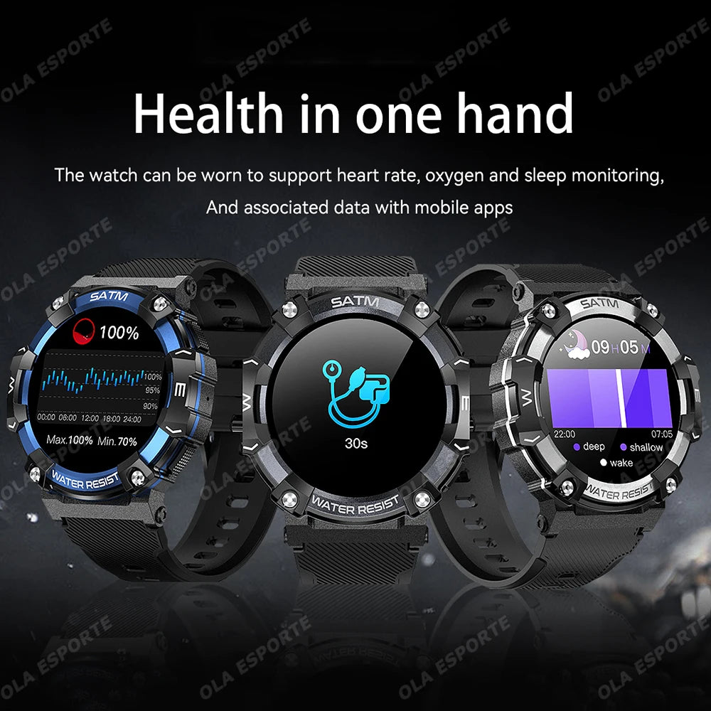 Outdoor Military Smartwatch For Men Health Monitor Bluetooth Call Voice Assistant GPS Sports Waterproof Men Smartwatch 2024