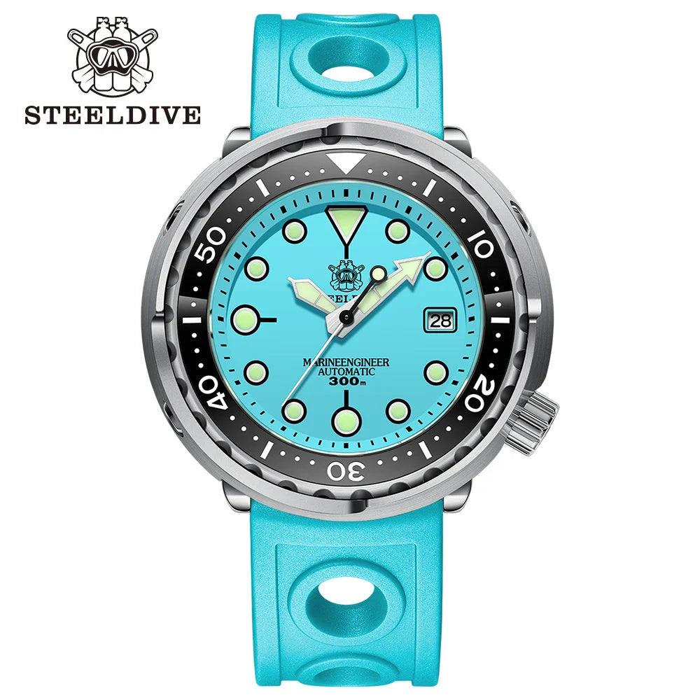 STEELDIVE SD1975 Mens Automatic Watches Men Dive Watch 300m Waterproof Mechanical Wristwatch C3 Luminous Clock Sapphire Mirror