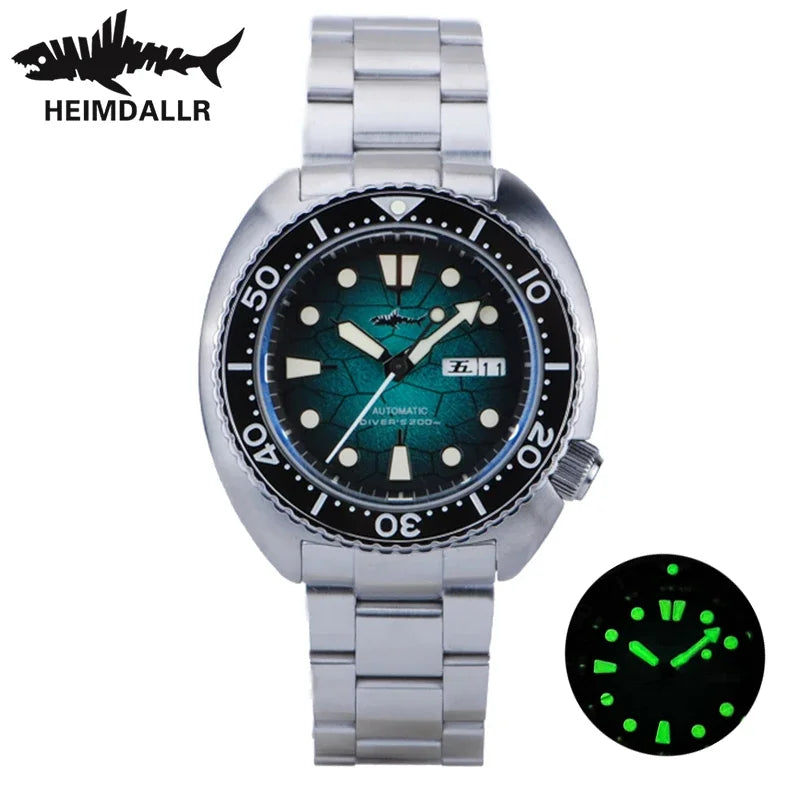 HEIMDALLR Diver Men's Watch Turtle King Sapphire Crystal 316L Steel NH36 200M Water Resistant Luminous Automatic Mechanica Watch