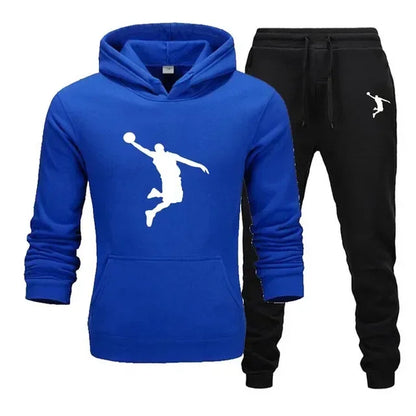 A new 2-piece set for men's casual sports hooded pullovers and sweatpants for outdoor jogging in Europe and America in 2025