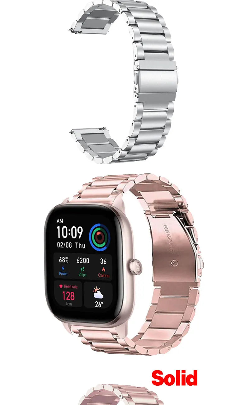 WatchBand For Amazfit Active/GTS 2/3/4 Mini Strap GTR 2/3/4 42 47mm stainless steel Bracelet For Amazfit Bip 3 5 Band