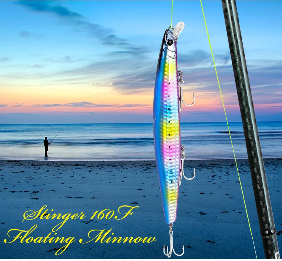 31g Floating Minnow STINGER 160F Saltwater Fishing Lure  Ultra-long Casting Hard Baits 500G Large Baits