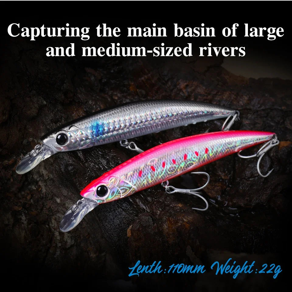 Sinking Minnow 110S DW77 110mm 22g Long Casting Fishing Lure Large Trout Seabass Sea Fishing Hard bait