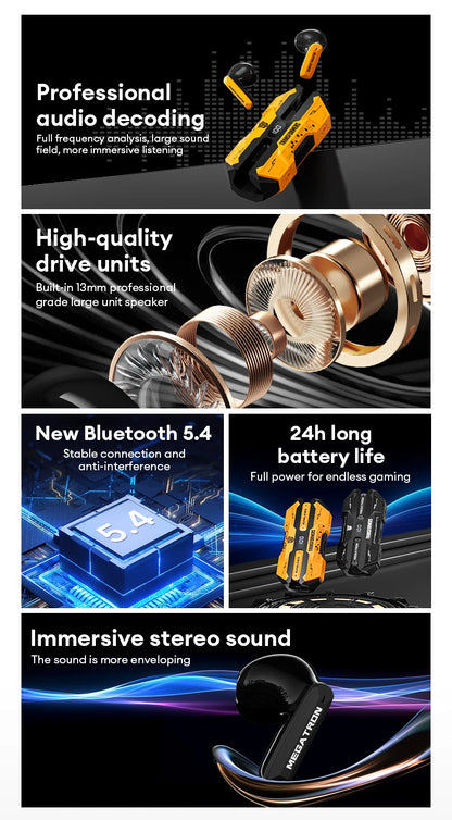 Bluetooth V5.4 Earphones Real-time Translation With AI Chat Headphones Meeting Recording Earbuds