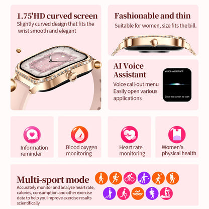 Xiaomi 1.75' AMOLED Smartwatch Women Men Bluetooth Call IP68 Waterproof Weather Menu Heart Rate Step Fitness Sports Smart Watch