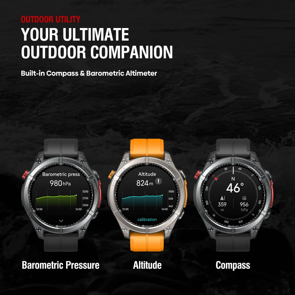 Zeblaze Stratos 4 GPS Smartwatch 1.43" AMOLED Screen Compass Barometric Altimeter Flashlight Voice Calling Smart Watch