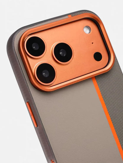 Hit Color PU Leather Texture MagSafe Shockproof Case For iPhone 17 17Pro Max 16 15 14 Alloy Lens Wireless Charging Frosted Cover