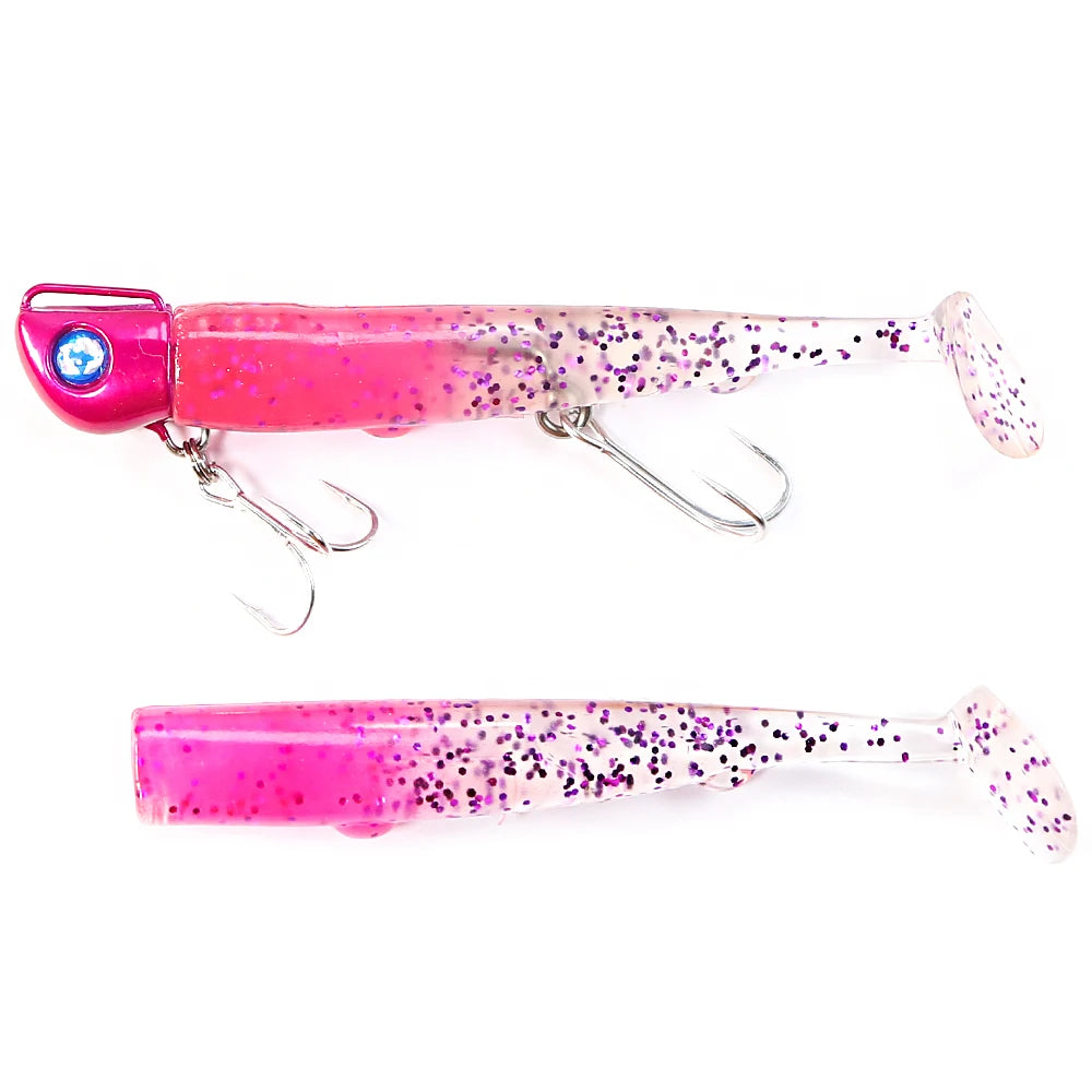 Soft Fishing Lure Tail Jig Head Hook Minnow Artificial Bait Sea Bass Swimbait Tackle Gear