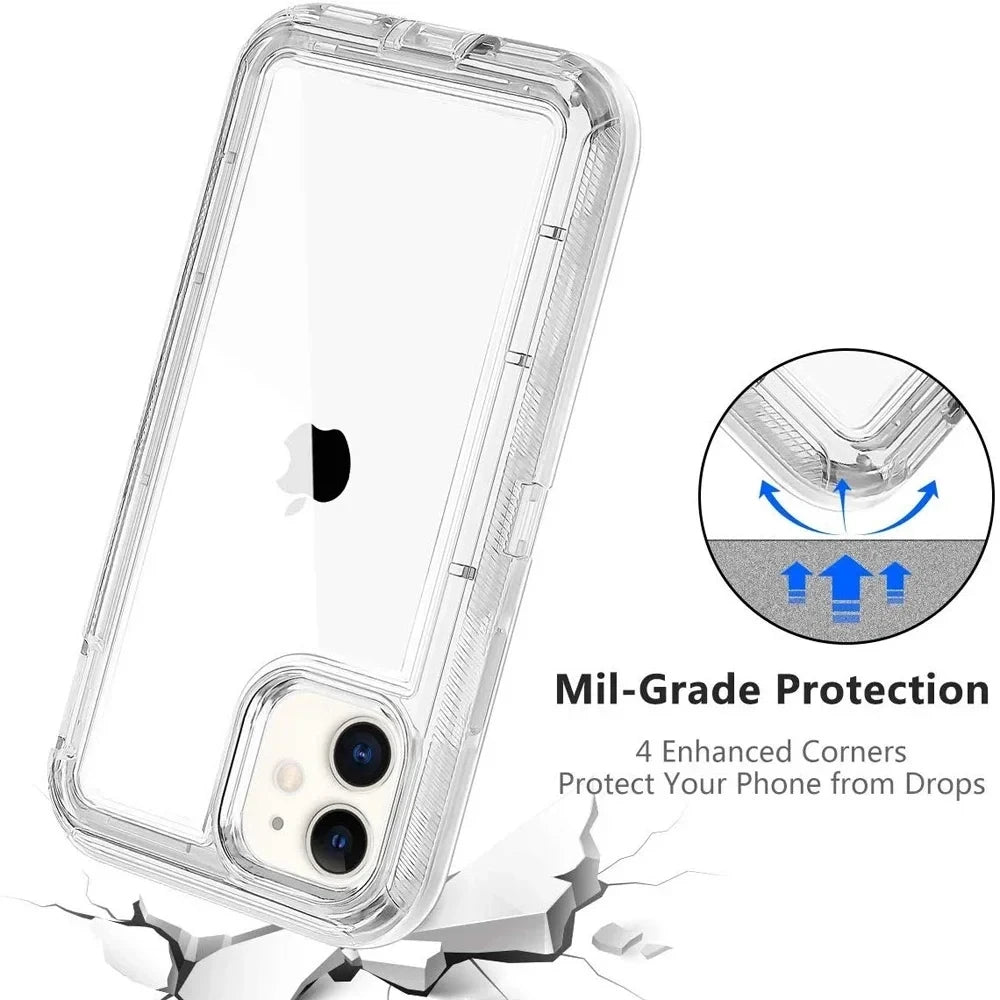 For iPhone 17 16E 15 14 16 PLUS 11 17 Pro MAX MINI 17 Air Phone Case Heavy Duty Hybrid Rugged Shockproof Armor Hard Cover