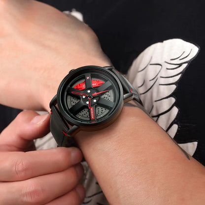 NS Men's Car wheel hub watch Minimalist Fashion Sports Watch Calendar Leather casual Quartz watch