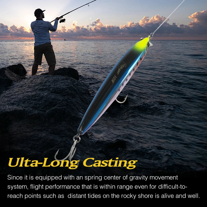 Ultra Long Casting Floating Minnow 125mm 25g High Strength Saltwater Seabass Artificial Hard Baits