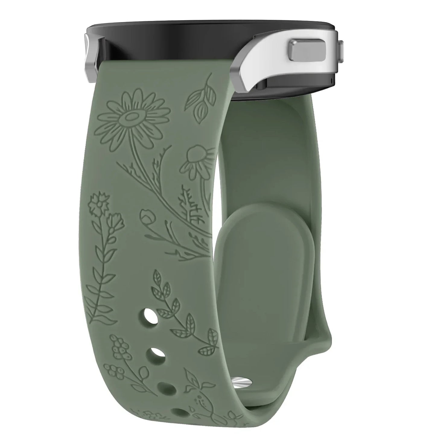 Floral Engraved Band for For Samsung Galaxy Watch 6/5/4/Active 2/5 Pro 45mm 40mm 44mm/Watch 6 4 Classic/Watch 3 41mm Strap