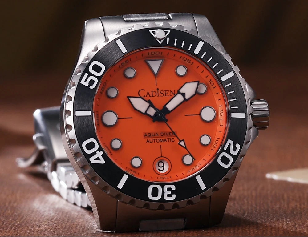 CADISEN AQUA DIVER Brand Luxury Men Watches Automatic Watch Japan NH35A 100M Waterproof Luminous Mechanical Wristwatch