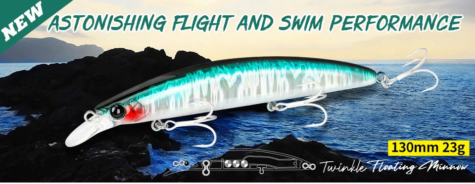 Ultra Long Casting Floating Minnow 125mm 25g High Strength Saltwater Seabass Artificial Hard Baits