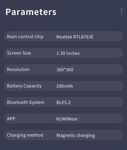 KUMI GT5 Max Smartwatch 1.39inch IPS Full Screen Men Women Bluetooth Call 100+ Sport Heart Rate Tracker IP68Waterproof